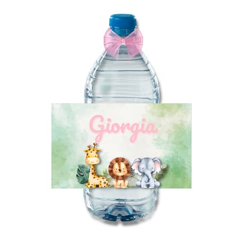 etichette bottigliette acqua animali della giungla girl