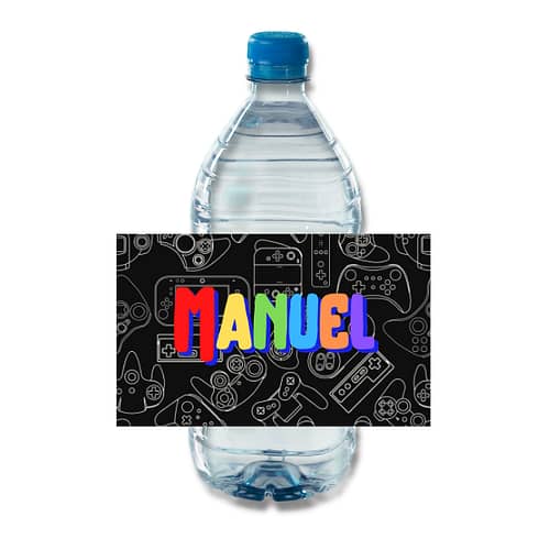 etichette bottigliette acqua videogame